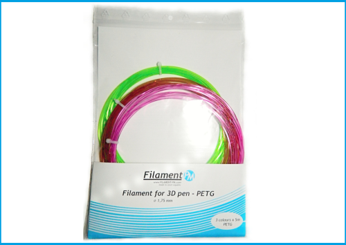 Zestaw filamentów PET 1,75 mm  - purpurowy, brązowy, zielony