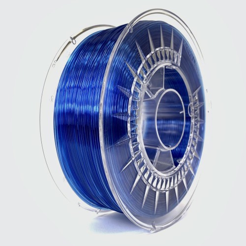 Filament PETG Devil Design 1,75 mm transparentny niebieski ciemny, 1 kg 