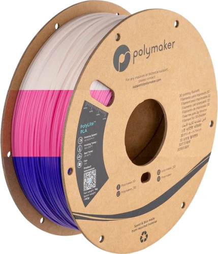 Filament Polymaker PolyLite PLA zmieniający kolor pod wpływem temperatury z purpurowego na różowy 1,75 mm, 1 kg 