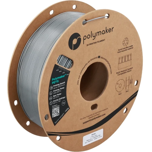 Srebrny filament Polymaker PolyLite PETG  1,75 mm 1 kg